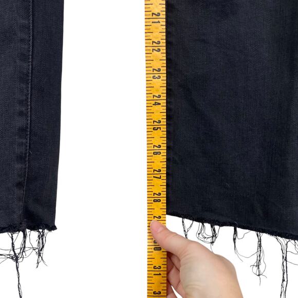 FRAME Denim Le High Straight Molony Black Ripped Knee Raw Edge Jeans SZ 25 - Picture 9 of 10